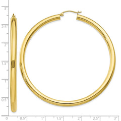 10K Yellow Gold Polished 4mm Tube Hoop Earrings