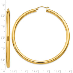 10K Yellow Gold Polished 4mm Lightweight Tube Hoop Earrings