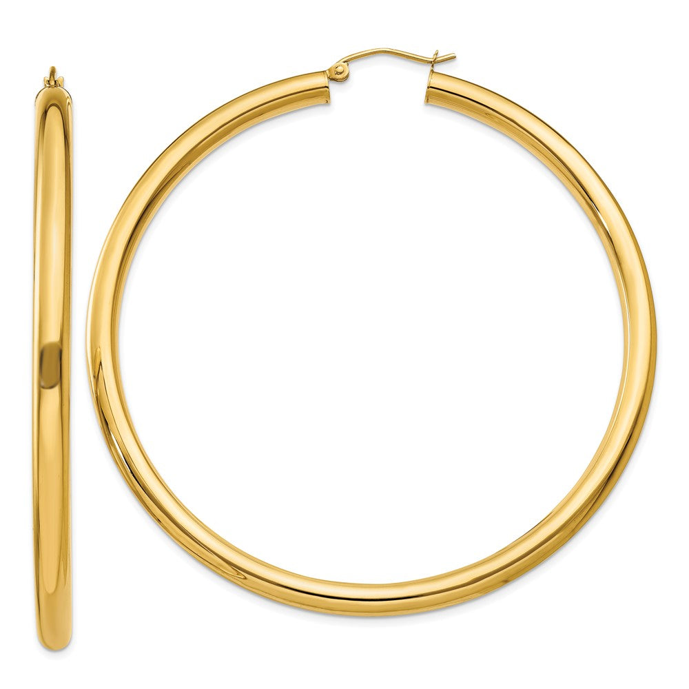 10K Yellow Gold Polished 4mm Lightweight Tube Hoop Earrings