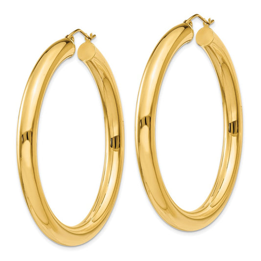 10K Yellow Gold Polished 5mm Tube Hoop Earrings