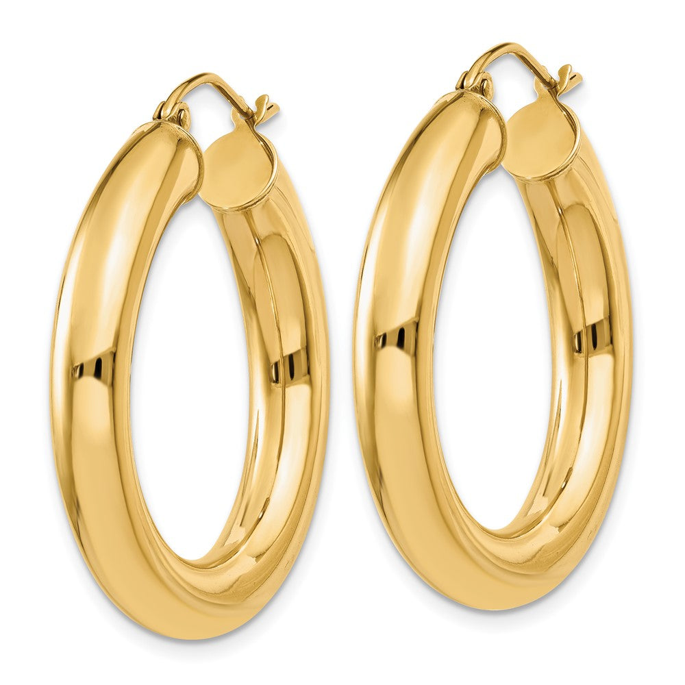 10K Yellow Gold Polished 5mm Tube Hoop Earrings