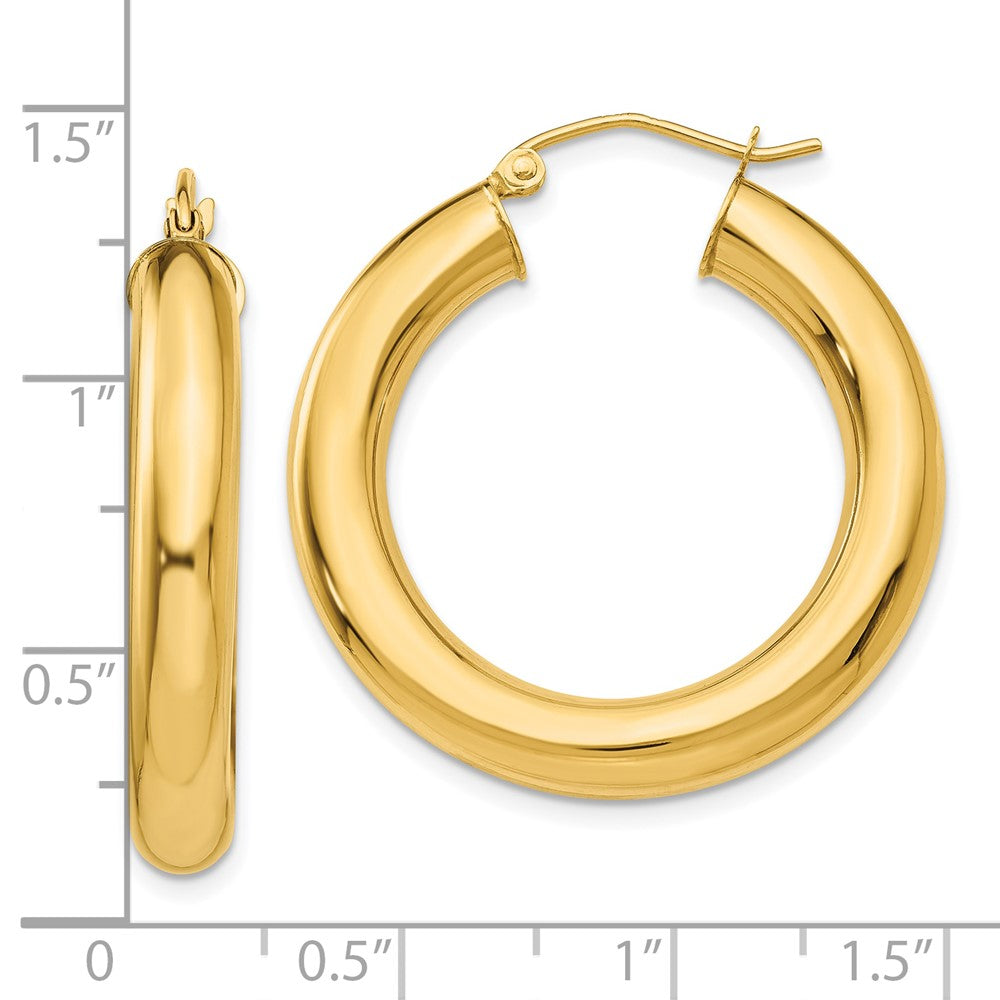 10K Yellow Gold Polished 5mm Tube Hoop Earrings