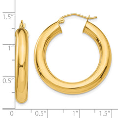 10K Yellow Gold Polished 5mm Tube Hoop Earrings