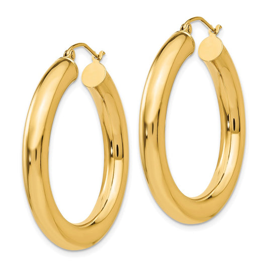 10K Yellow Gold Polished 5mm Tube Hoop Earrings