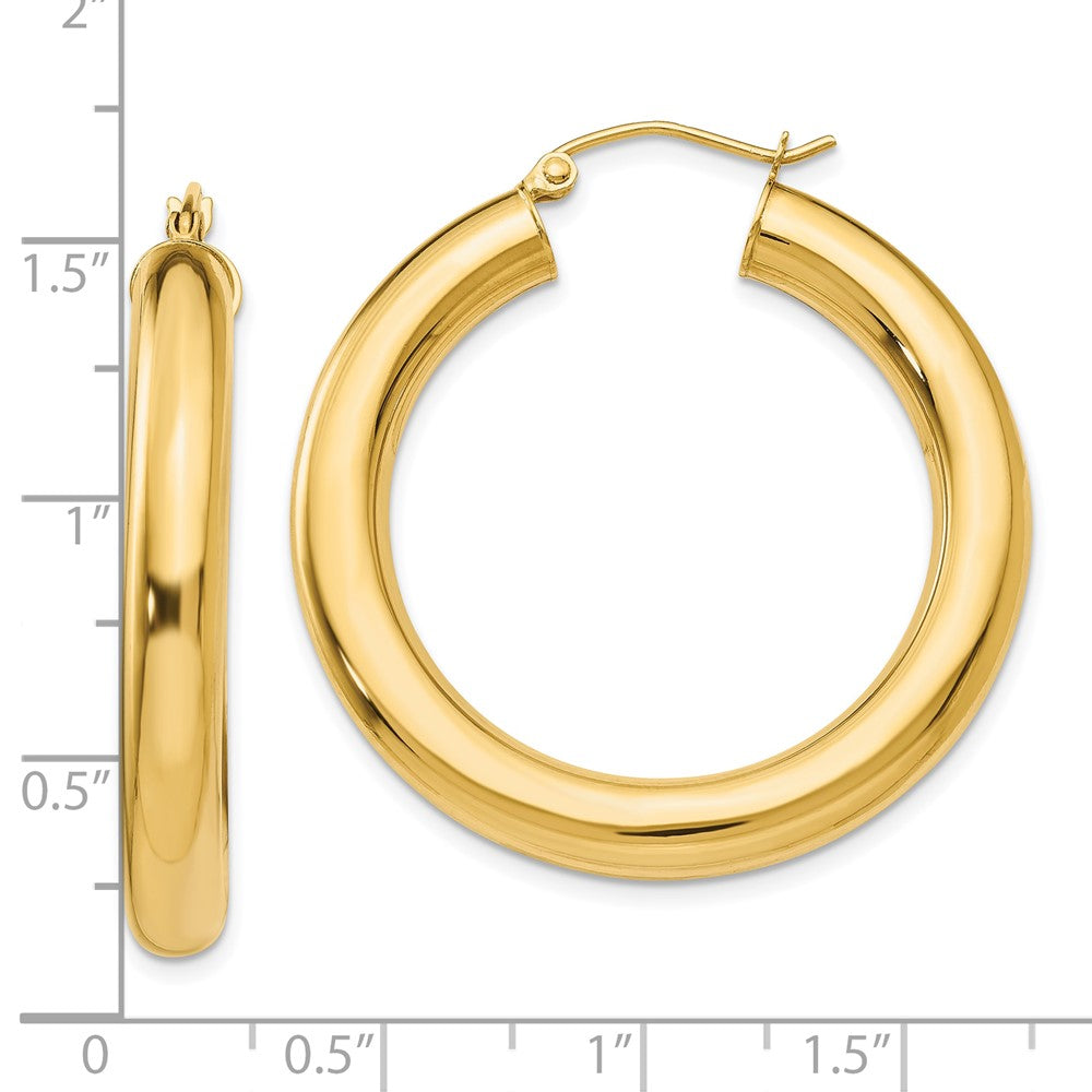 10K Yellow Gold Polished 5mm Tube Hoop Earrings