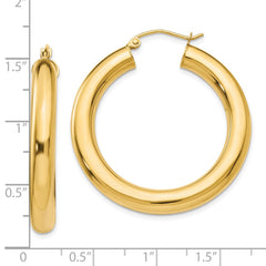 10K Yellow Gold Polished 5mm Tube Hoop Earrings