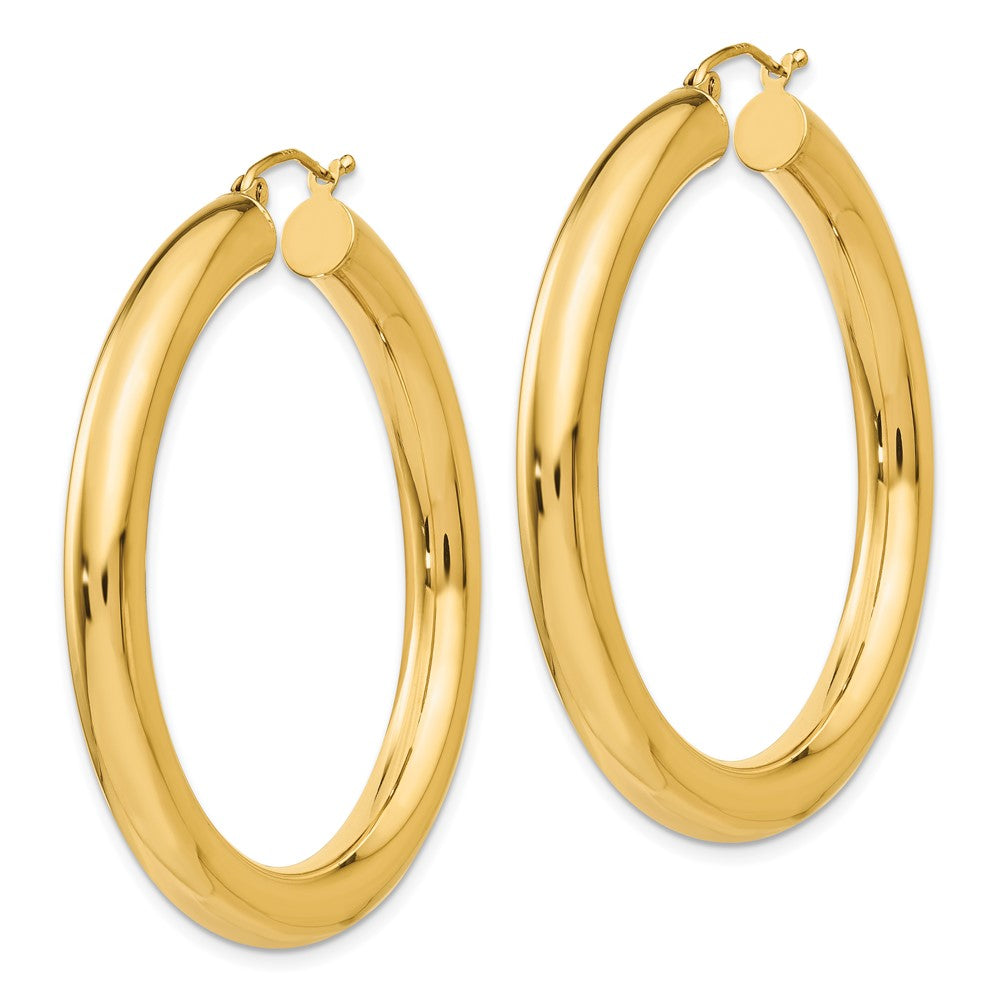 10K Yellow Gold Polished 5mm Tube Hoop Earrings