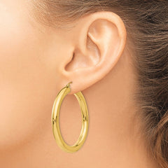 10K Yellow Gold Polished 5mm Tube Hoop Earrings