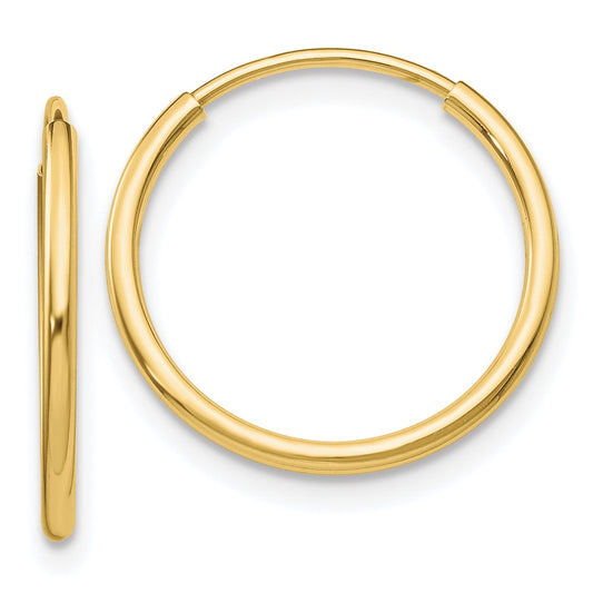 10K Yellow Gold Polished Endless Tube Hoop Earrings