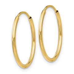 10K Yellow Gold Polished Endless Tube Hoop Earrings