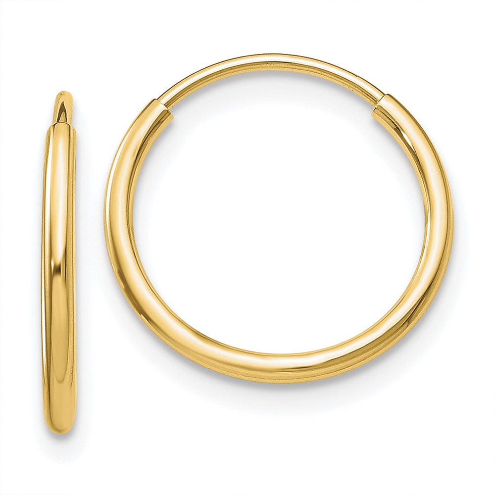 10K Yellow Gold Polished Endless Tube Hoop Earrings