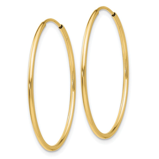 10K Yellow Gold Polished Endless Tube Hoop Earrings