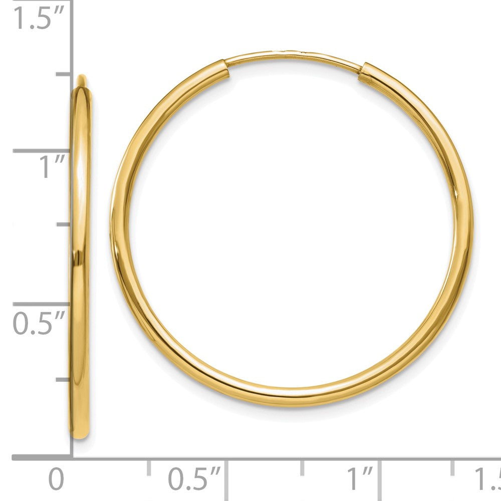 10K Yellow Gold Polished Endless Tube Hoop Earrings