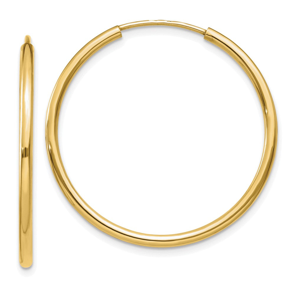 10K Yellow Gold Polished Endless Tube Hoop Earrings