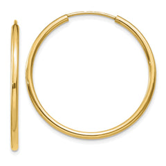 10K Yellow Gold Polished Endless Tube Hoop Earrings