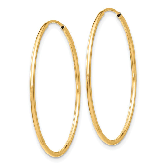 10K Yellow Gold Polished Endless Tube Hoop Earrings