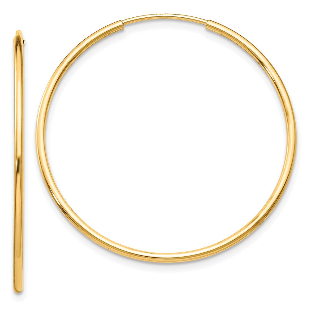 10K Yellow Gold Polished Endless Tube Hoop Earrings