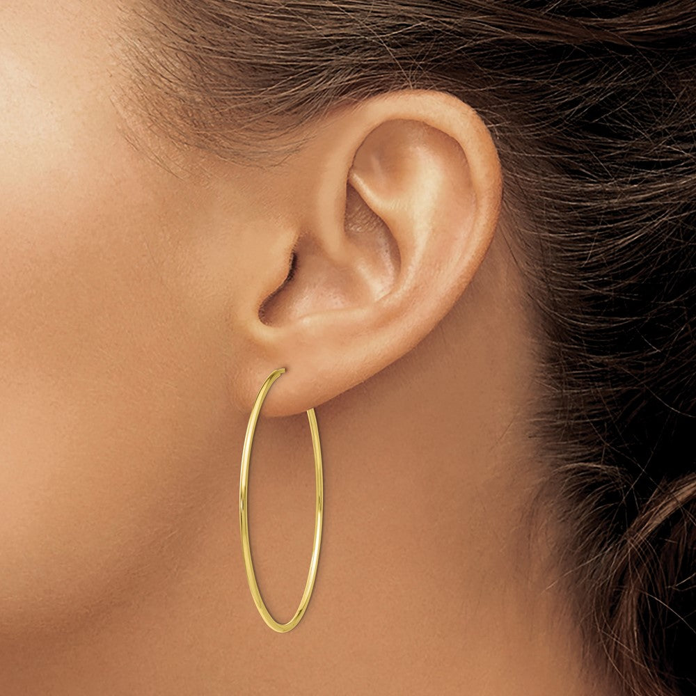 10K Yellow Gold Polished Endless Tube Hoop Earrings