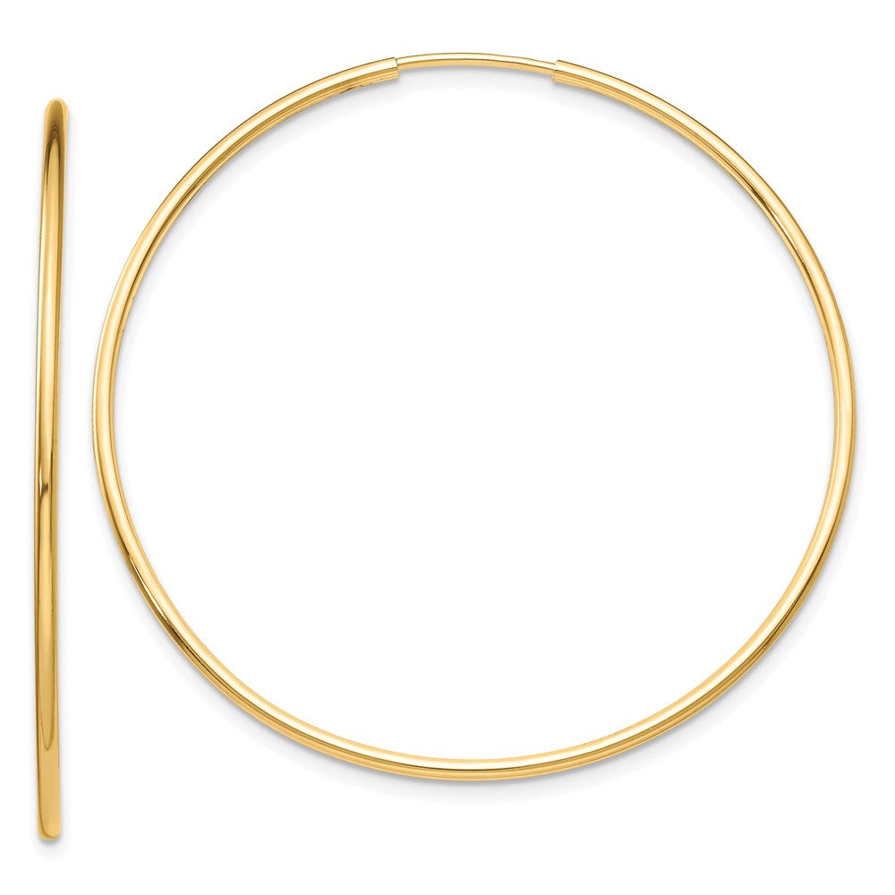 10K Yellow Gold Polished Endless Tube Hoop Earrings