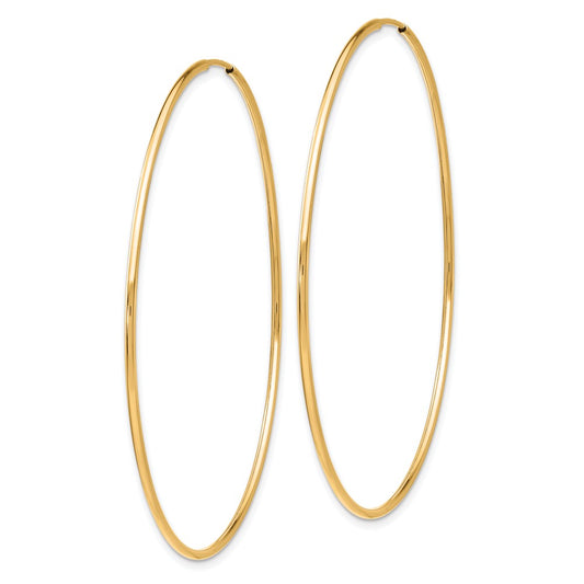 10K Yellow Gold Polished Endless Tube Hoop Earrings