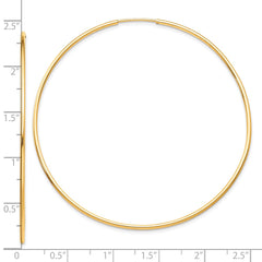 10K Yellow Gold Polished Endless Tube Hoop Earrings