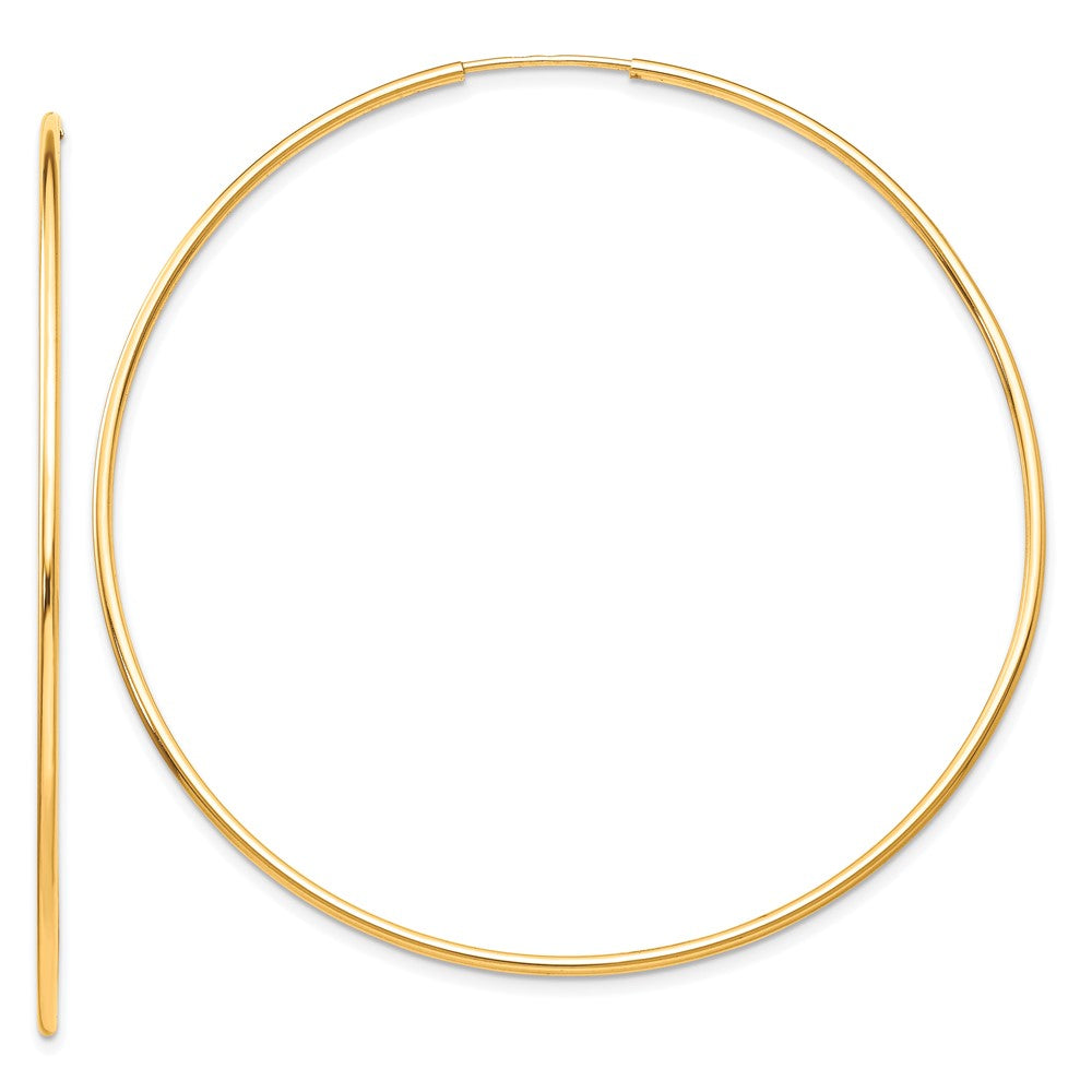 10K Yellow Gold Polished Endless Tube Hoop Earrings