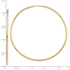 10K Yellow Gold Polished Endless Tube Hoop Earrings