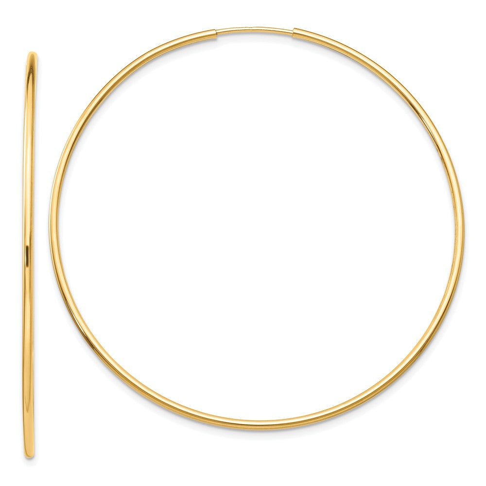 10K Yellow Gold Polished Endless Tube Hoop Earrings