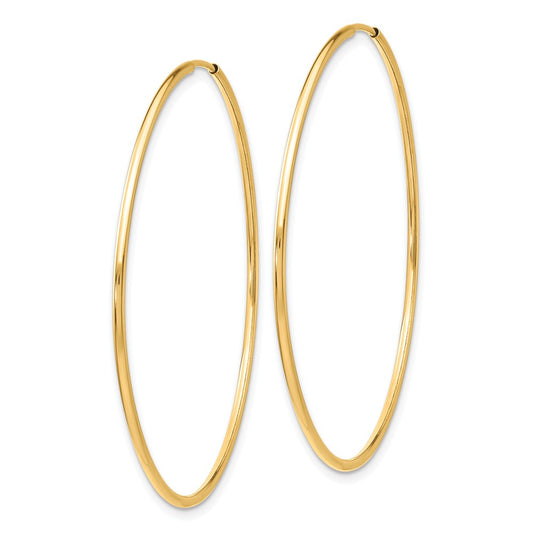 10K Yellow Gold Polished Endless Tube Hoop Earrings