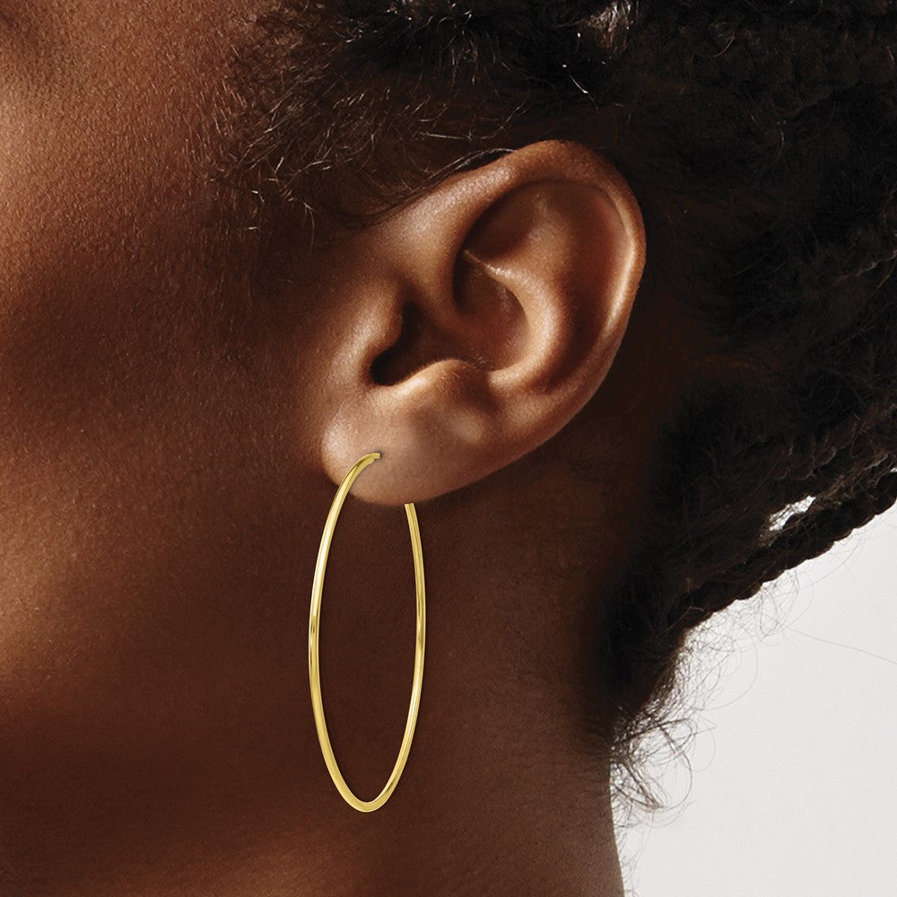 10K Yellow Gold Polished Endless Tube Hoop Earrings