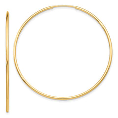 10K Yellow Gold Polished Endless Tube Hoop Earrings