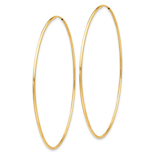 10K Yellow Gold Polished Endless Tube Hoop Earrings