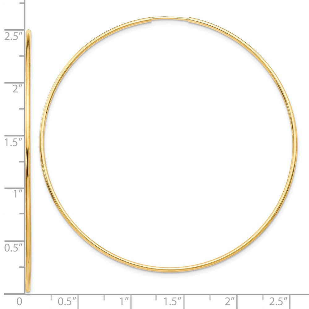 10K Yellow Gold Polished Endless Tube Hoop Earrings