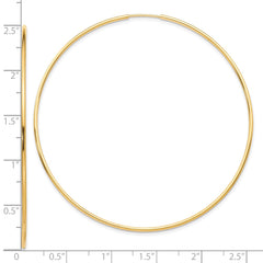 10K Yellow Gold Polished Endless Tube Hoop Earrings