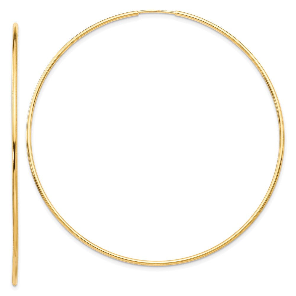 10K Yellow Gold Polished Endless Tube Hoop Earrings