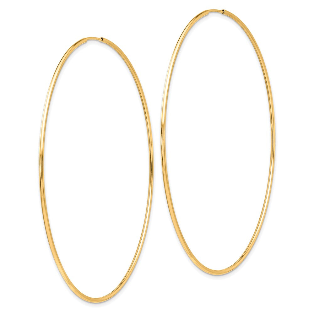 10K Yellow Gold Polished Endless Tube Hoop Earrings