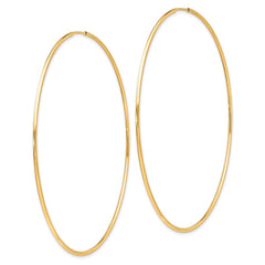 10K Yellow Gold Polished Endless Tube Hoop Earrings