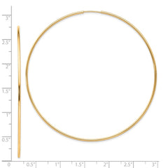 10K Yellow Gold Polished Endless Tube Hoop Earrings