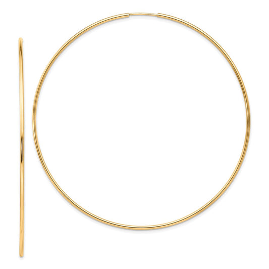 10K Yellow Gold Polished Endless Tube Hoop Earrings