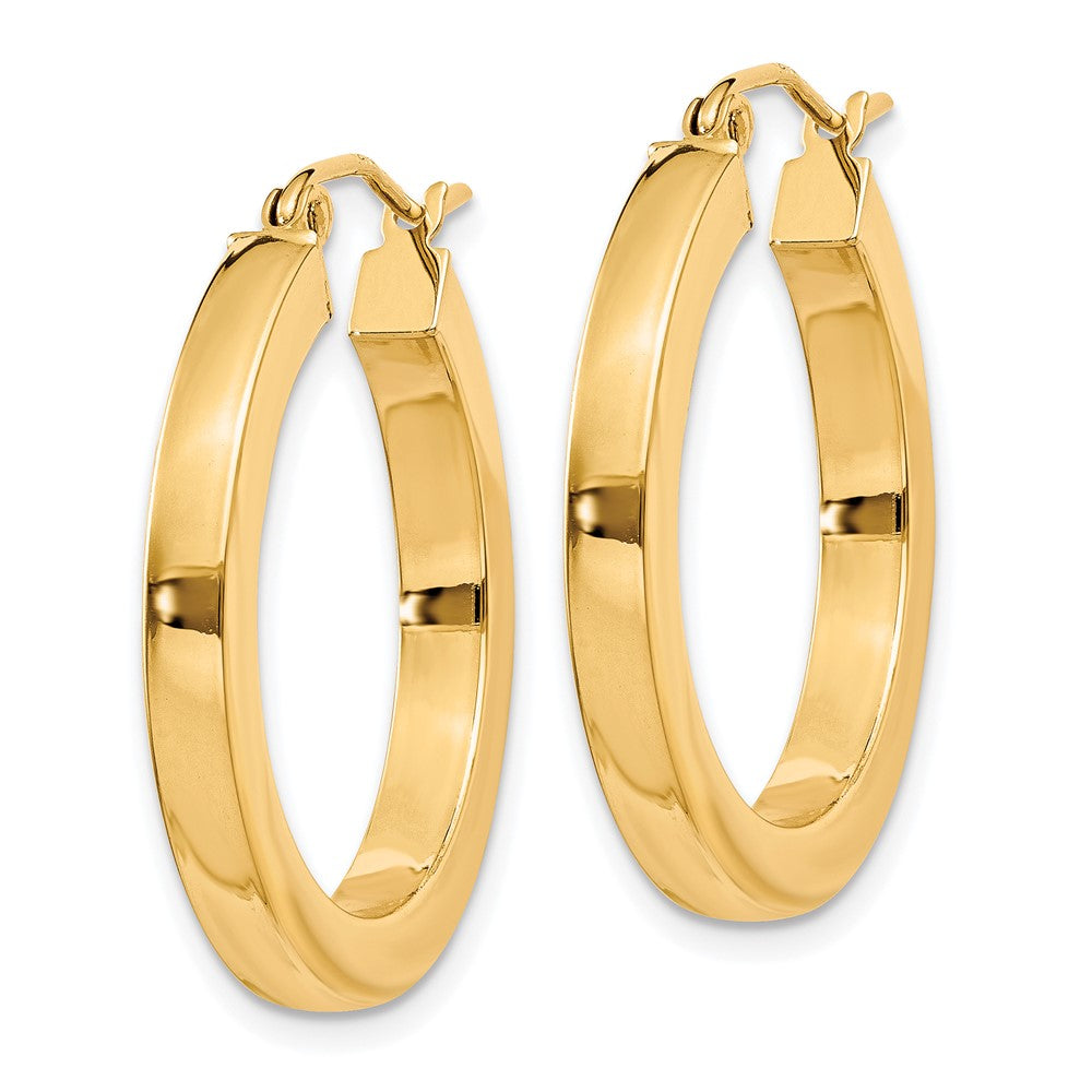 10K Yellow Gold 3mm Polished Square Hoop Earrings