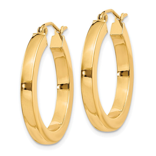 10K Yellow Gold 3mm Polished Square Hoop Earrings