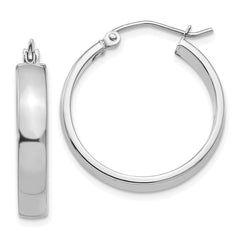 10K White Gold Polished Hoop Earrings