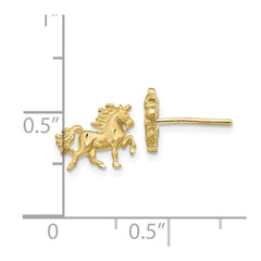 10K Yellow Gold Satin Diamond-cut Unicorn Post Earrings