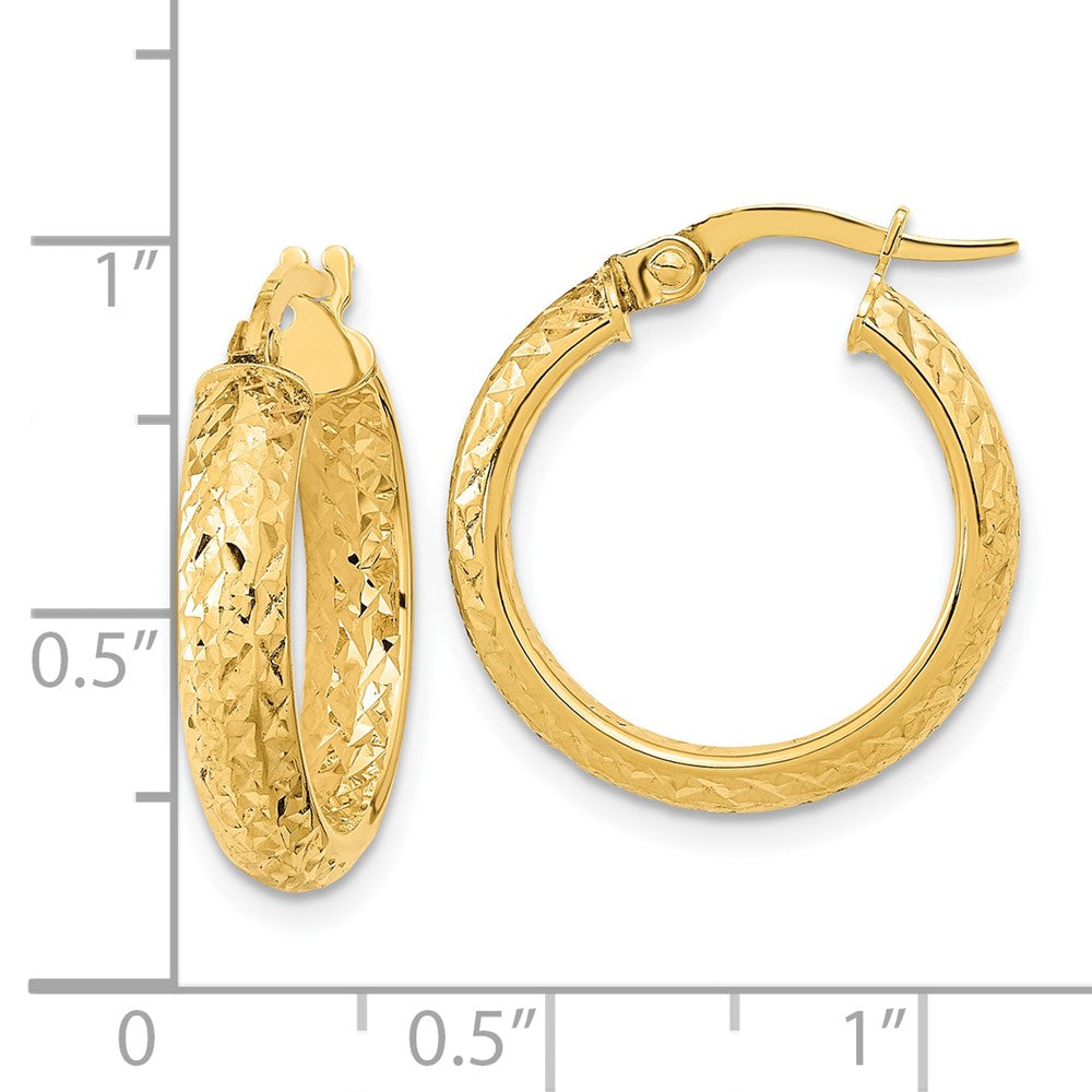 10K Yellow Gold Polished and Diamond-cut Inside and Out Fancy Hoop Earrings