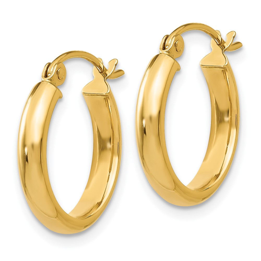 10K Yellow Gold Round Tube Hoop Earrings