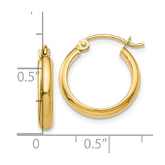 10K Yellow Gold Round Tube Hoop Earrings