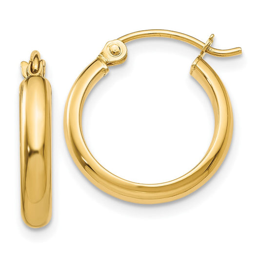 10K Yellow Gold Round Tube Hoop Earrings