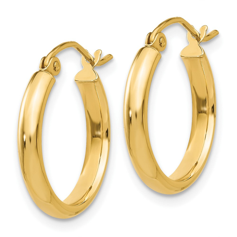 10K Yellow Gold Round Tube Hoop Earrings