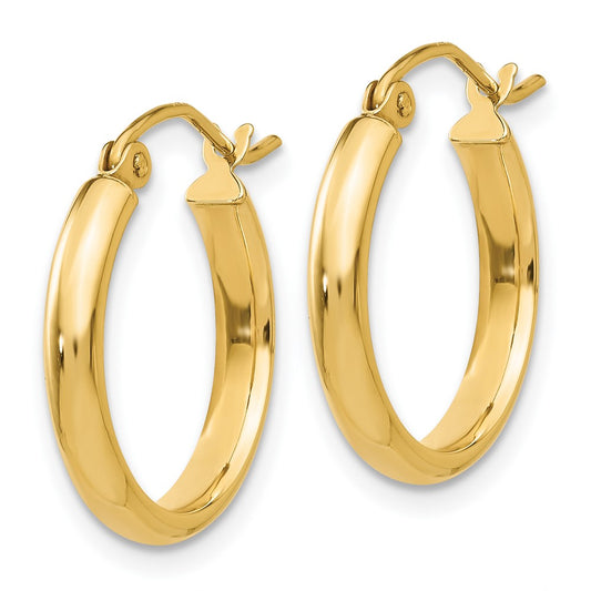 10K Yellow Gold Round Tube Hoop Earrings