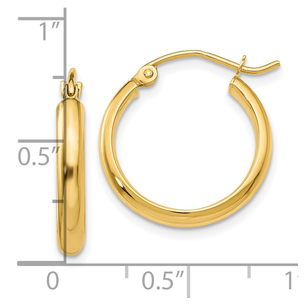 10K Yellow Gold Round Tube Hoop Earrings